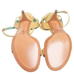 Sergio Rossi Yellow Python Leather Ankle Strap Sandals Size 41