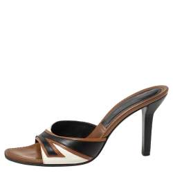 Sergio Rossi Multicolor Leather Slide Sandals 37