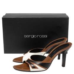 Sergio Rossi Multicolor Leather Slide Sandals 37