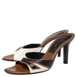 Sergio Rossi Multicolor Leather Slide Sandals 37
