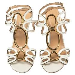 Pre Owned Sergio Rossi White Leather Farrah Open-Toe Sandals Size 41