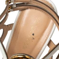 Pre Owned Sergio Rossi White Leather Farrah Open-Toe Sandals Size 41