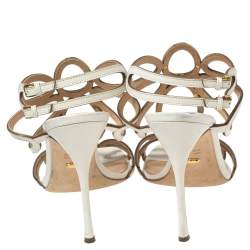 Pre Owned Sergio Rossi White Leather Farrah Open-Toe Sandals Size 41