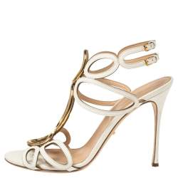 Pre Owned Sergio Rossi White Leather Farrah Open-Toe Sandals Size 41