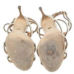 Pre Owned Sergio Rossi White Leather Farrah Open-Toe Sandals Size 41