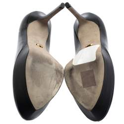 Pre Owned Sergio Rossi Black Leather Peep Toe Platform Pump Size 39