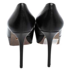 Pre Owned Sergio Rossi Black Leather Peep Toe Platform Pump Size 39