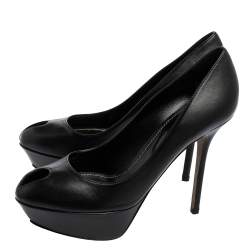 Pre Owned Sergio Rossi Black Leather Peep Toe Platform Pump Size 39