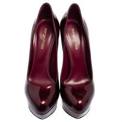 Sergio Rossi Burgundy Patent Leather Platform Pump Size 38