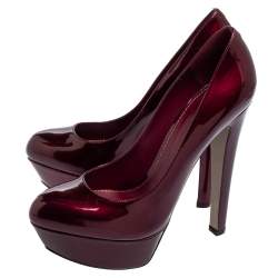 Sergio Rossi Burgundy Patent Leather Platform Pump Size 38