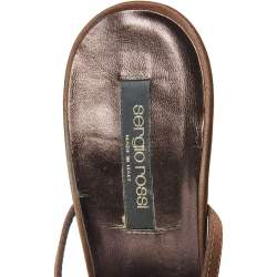 Sergio Rossi Brown Satin Embellished Ankle Strap Sandals Size 42