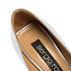 Pre Owned حذاء كعب عالى سيرجيو روسي مقدمة مدببة جلد فضي مقاس 36.5