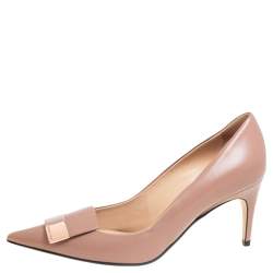 Pre Owned حذاء كعب عالي سيرجيو روسي سكاربي جلد لامع بيج مقاس 37