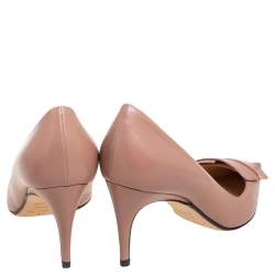 Pre Owned حذاء كعب عالي سيرجيو روسي سكاربي جلد لامع بيج مقاس 37