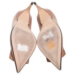 Pre Owned حذاء كعب عالي سيرجيو روسي سكاربي جلد لامع بيج مقاس 37