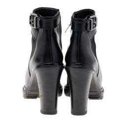 Pre Owned Sergio Rossi Black Leather Ankle Length Boots Size 37.5