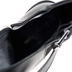Pre Owned Sergio Rossi Black Leather Ankle Length Boots Size 37.5