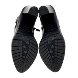 Pre Owned Sergio Rossi Black Leather Ankle Length Boots Size 37.5