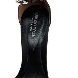 Sergio Rossi Black Satin Embellished Ankle Strap Sandals Size 38.5