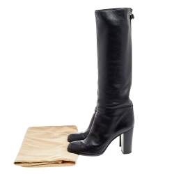 Pre Owned Sergio Rossi Black Leather Knee Length Boots Size 37
