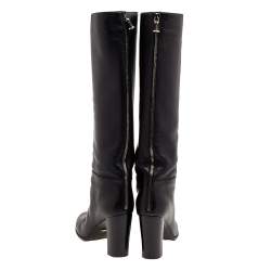Pre Owned Sergio Rossi Black Leather Knee Length Boots Size 37