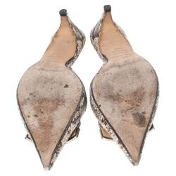 Pre Owned Sergio Rossi Beige/Brown Python Leather SR1 Mules Size 39.5