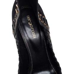 Pre Owned حذاء كعب عالي سيرجيو روسي جلد ثعبان سويدي أسود مقدمة مدببة مقاس 39