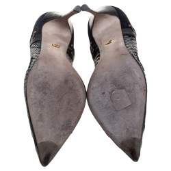 Pre Owned حذاء كعب عالي سيرجيو روسي جلد ثعبان سويدي أسود مقدمة مدببة مقاس 39