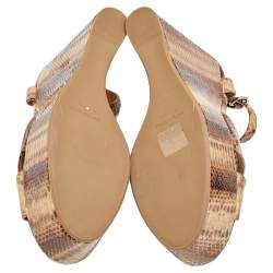 Sergio Rossi Brown Snakeskin Platform Wedge Sandals Size 39