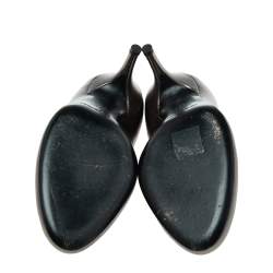 حذاء كعب عالي سيرجيو روسي مقدمة مستديرة جلد لامع رمادي ميتالك مقاس 37.5