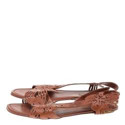 Pre Owned Sergio Rossi Brown Leather Flats Size 38