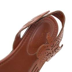 Pre Owned Sergio Rossi Brown Leather Flats Size 38