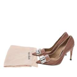 مملوكة مسبقًا حذاء كعب عالي سيرجيو روسي SR1 1 قطيفة وردي مزخرف كريستال مقدمة مدببة مقاس 36