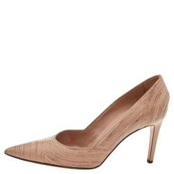 Sergio Rossi Beige Leather Pointed Toe Pumps Size 37