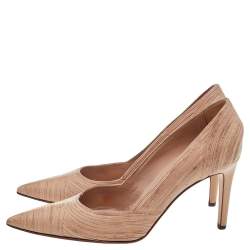Sergio Rossi Beige Leather Pointed Toe Pumps Size 37