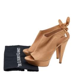 Sergio Rossi Beige Leather Platform Ankle Wrap Sandals Size 38