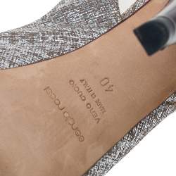 Sergio Rossi Silver Textured Leather Platform Slingback Sandals Size 40