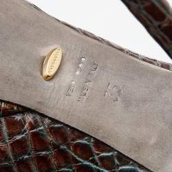 مملوكة مسبقًا حذاء كعب عالي سيرجيو روسي جلد نقشة التمساح بني نعل سميك مقاس 35