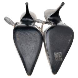 مملوكة مسبقًا حذاء مولز سيرجيو روسي سير مزخرف جلد فضي مقاس 35