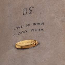 Pre Owned حذاء كعب عالي سيرجيو روسي مقدمة مفتوحة قصه جلد بني مقاس 38 