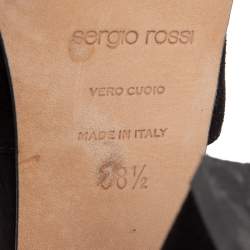 Sergio Rossi Black Suede Peep Toe Ankle Strap Sandals Size 38.5 