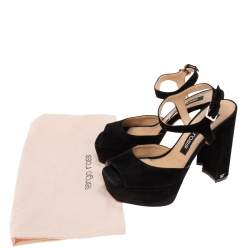 Sergio Rossi Black Suede Peep Toe Ankle Strap Sandals Size 38.5 