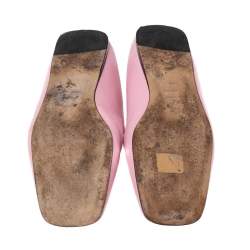 Sergio Rossi Pink Leather Embellished Slip On Loafers Size 36