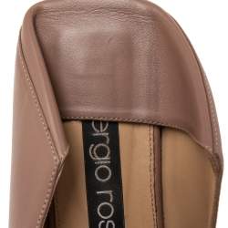 Pre Owned Sergio Rossi Dusty Pink Leather Square Toe Collapsible Heel Smoking Slippers Size 36