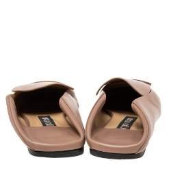 Pre Owned Sergio Rossi Dusty Pink Leather Square Toe Collapsible Heel Smoking Slippers Size 36