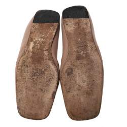 Pre Owned Sergio Rossi Dusty Pink Leather Square Toe Collapsible Heel Smoking Slippers Size 36