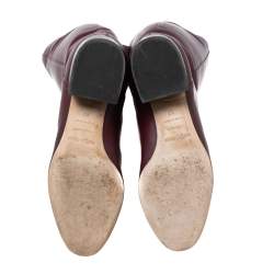 Pre Owned Sergio Rossi Burgundy Leather Knee Length Boots Size 37