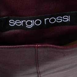 Pre Owned Sergio Rossi Burgundy Leather Knee Length Boots Size 37