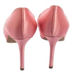 Sergio Rossi Pink Satin Peep Toe Platform Pumps Size 38