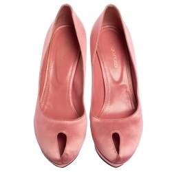 Sergio Rossi Pink Satin Peep Toe Platform Pumps Size 38